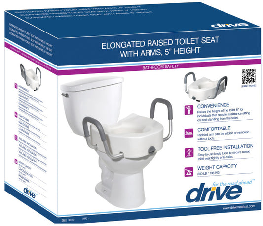 Drive Medical - Raised Toilet Seat w/ Arms - Elongated