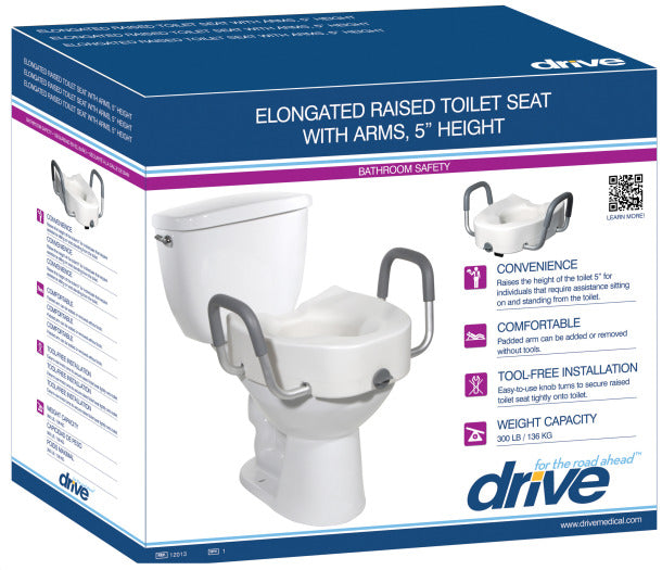 Drive Medical - Raised Toilet Seat w/ Arms - Elongated