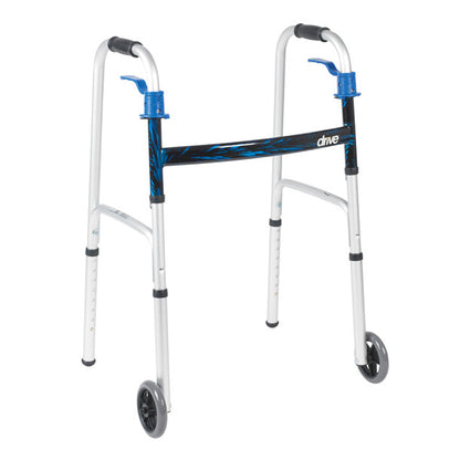 Drive Medical - Deluxe, Trigger Release Folding Walker - 5" Wheels