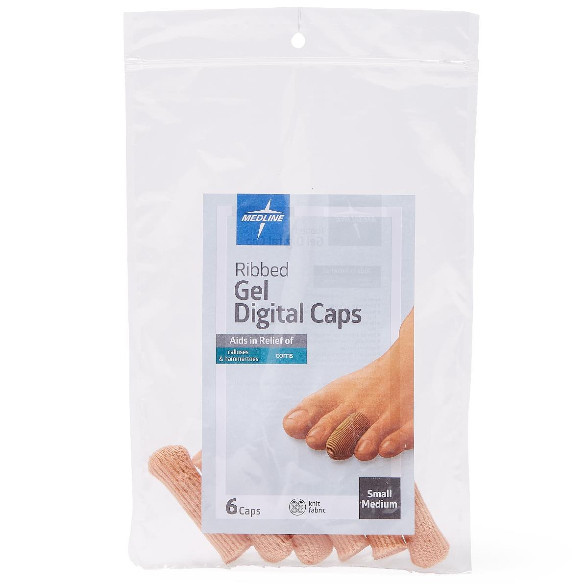 MEDLINE - Gel Ribbed Digital Toe Caps -L/XL