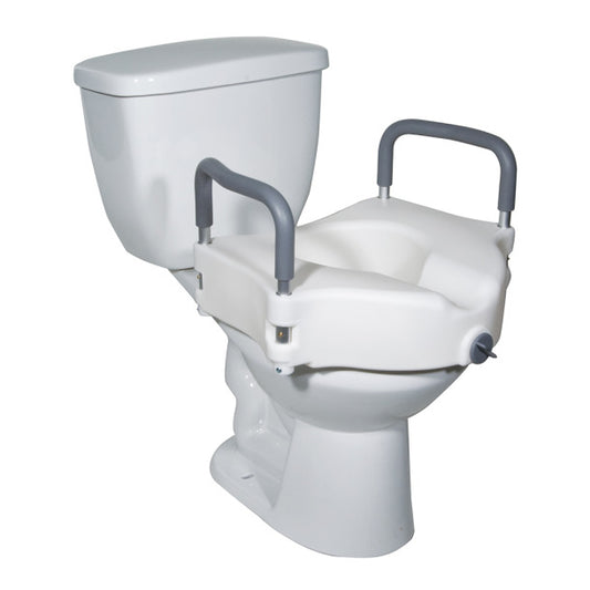 Drive Medical - 2-in-1 Locking Raised Toilet Seat with Tool-free Removable Arms