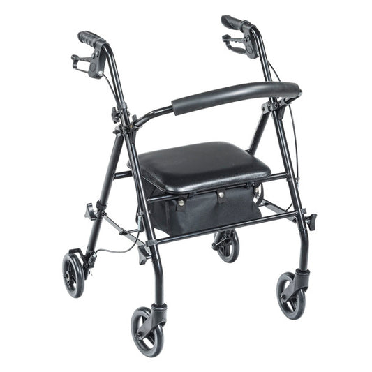 Drive Medical - Travel Rollator, Black, 6", 4Wheel